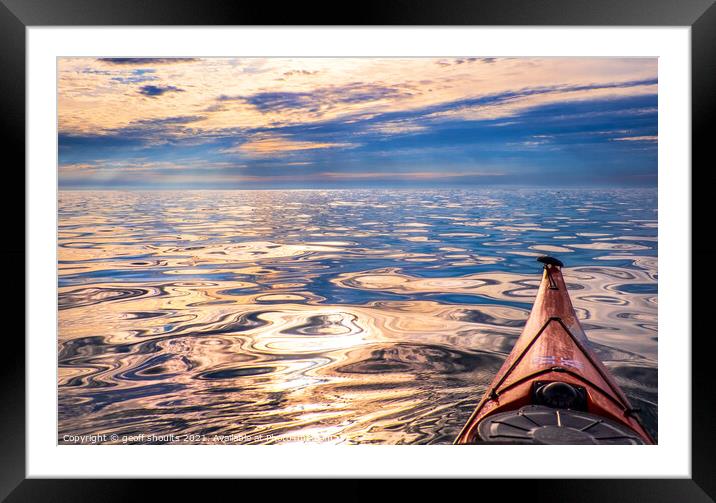 Paddling on a glassy evening Framed Mounted Print by geoff shoults