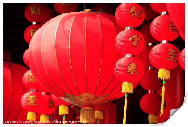 Chinese New Year decorations, Old Town, Shanghai, China Print by Geraint Tellem ARPS