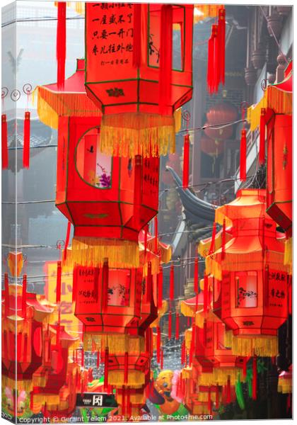 Chinese New Year decorations, Shanghai, China Canvas Print by Geraint Tellem ARPS