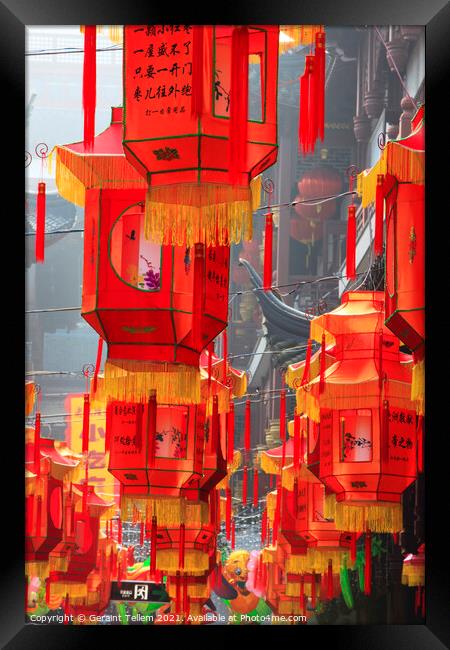 Chinese New Year decorations, Shanghai, China Framed Print by Geraint Tellem ARPS