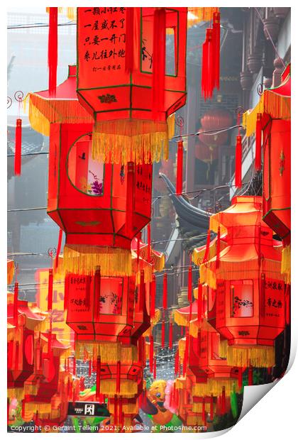 Chinese New Year decorations, Shanghai, China Print by Geraint Tellem ARPS