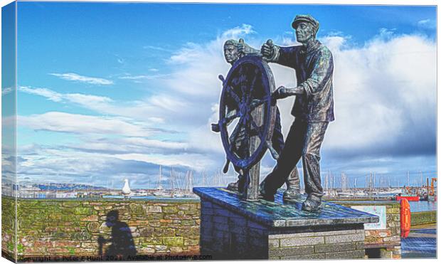 Brixham Man And Boy Statue Canvas Print by Peter F Hunt