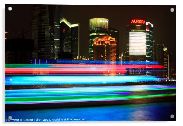 Central Shanghai and Huangpu River Acrylic by Geraint Tellem ARPS
