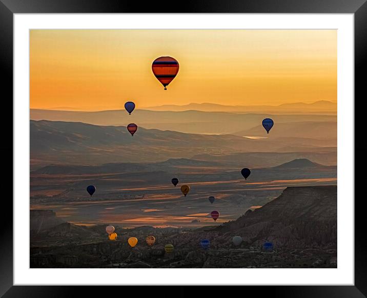 Hot Air Balloons at Sunrise, Cappadocia Framed Mounted Print by Arterra 