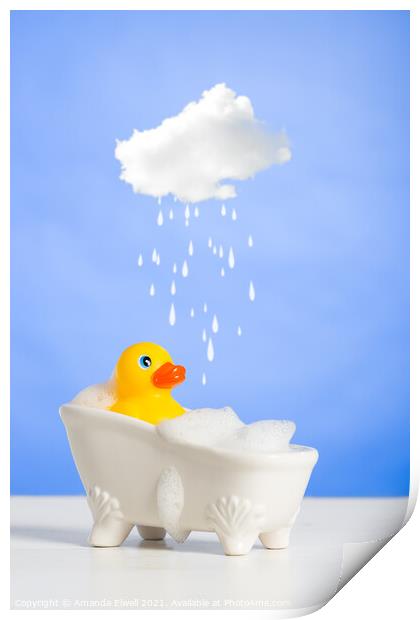 Duck Having A Bath Print by Amanda Elwell