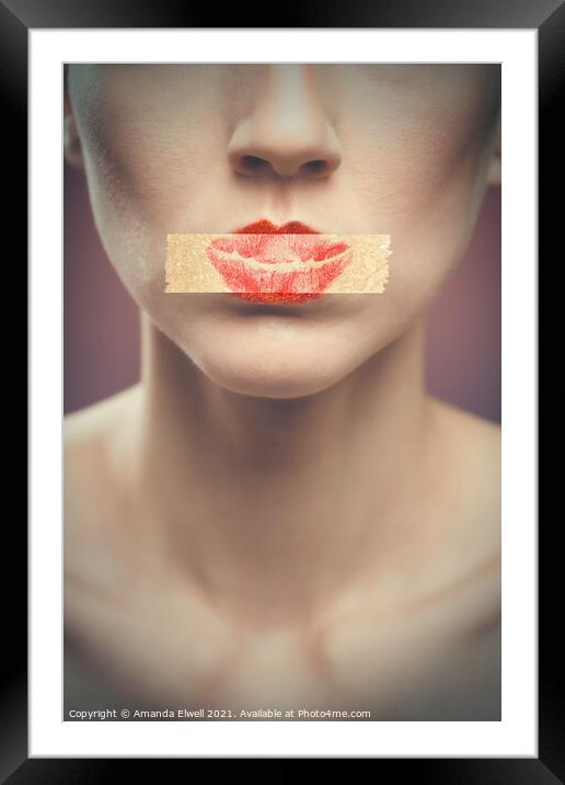 Tape Over Lips Framed Mounted Print by Amanda Elwell