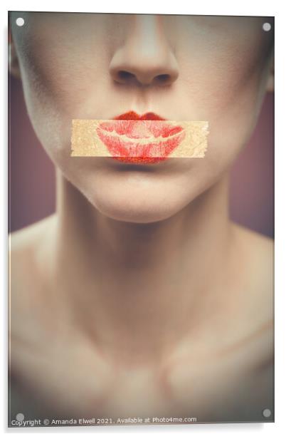 Tape Over Lips Acrylic by Amanda Elwell