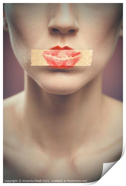 Tape Over Lips Print by Amanda Elwell