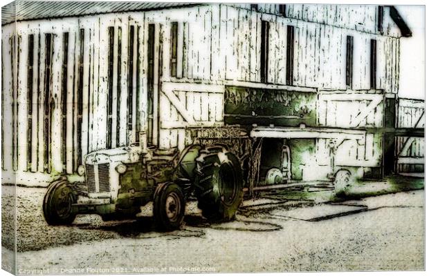 Tobacco Wagon and Barn Sketch Canvas Print by Deanne Flouton