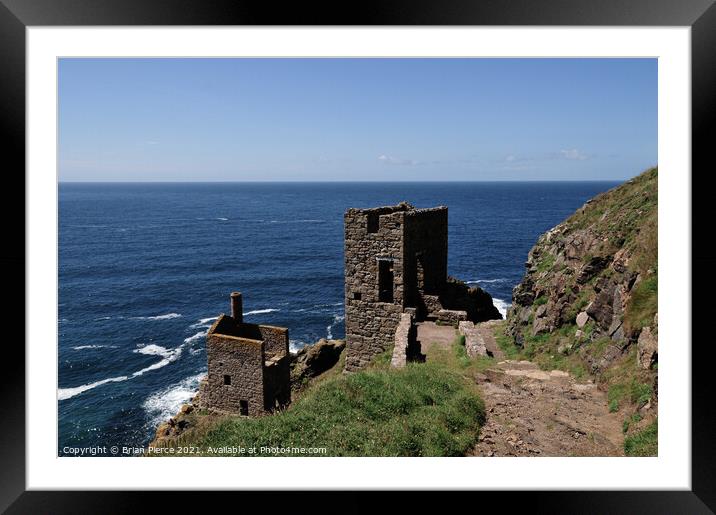 The Crown Engine Houses, Botallack, Cornwall Framed Mounted Print by Brian Pierce