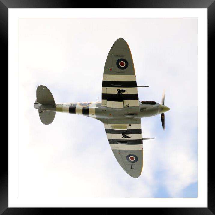 Spitfire in Flight Framed Mounted Print by Paul M Baxter