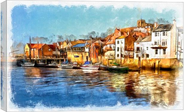  Abbey Wharf Whitby Canvas Print by ROS RIDLEY