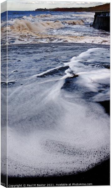 Sandsend tide creeps in  Canvas Print by Paul M Baxter