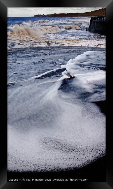 Sandsend tide creeps in  Framed Print by Paul M Baxter