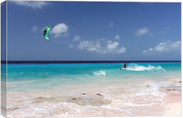 Bonaire: Kite Surfing at Atlantis Beach Canvas Print by Kasia Design
