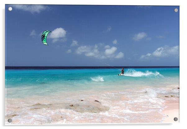 Bonaire: Kite Surfing at Atlantis Beach Acrylic by Kasia Design