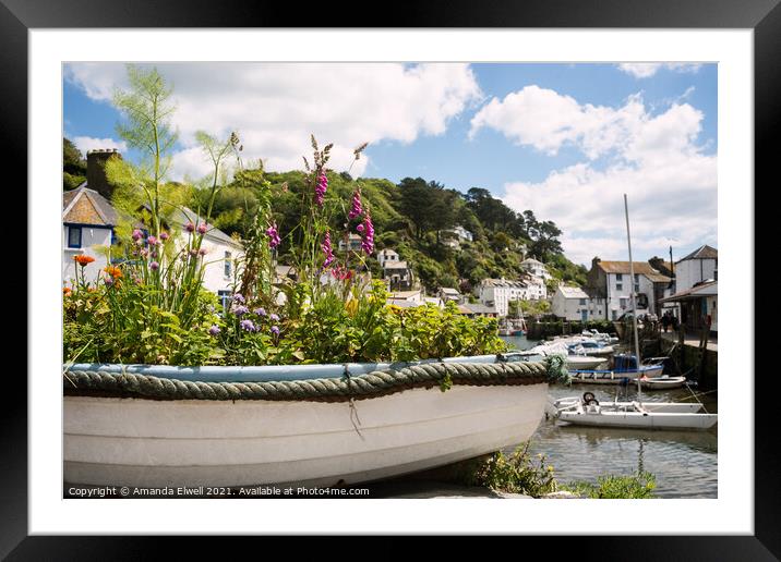 Boat Filled With Flowers Framed Mounted Print by Amanda Elwell