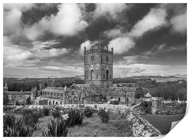 St David's Cathedral, Pembrokeshire, Wales.  Print by Colin Allen
