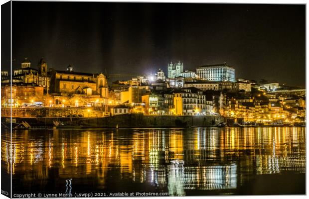 Porto By Night Canvas Print by Lynne Morris (Lswpp)