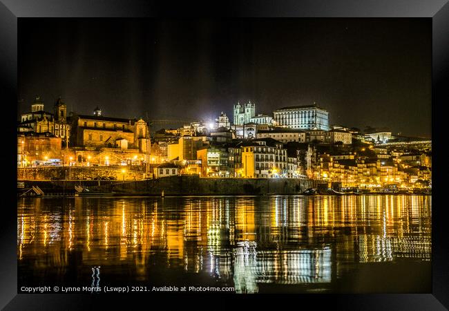 Porto By Night Framed Print by Lynne Morris (Lswpp)