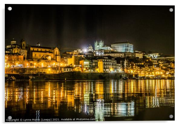 Porto By Night Acrylic by Lynne Morris (Lswpp)