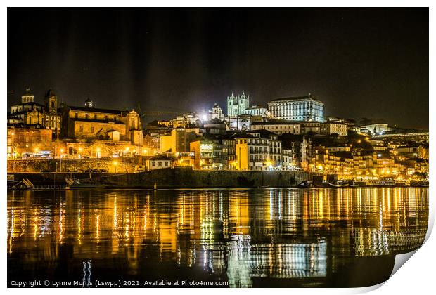 Porto By Night Print by Lynne Morris (Lswpp)