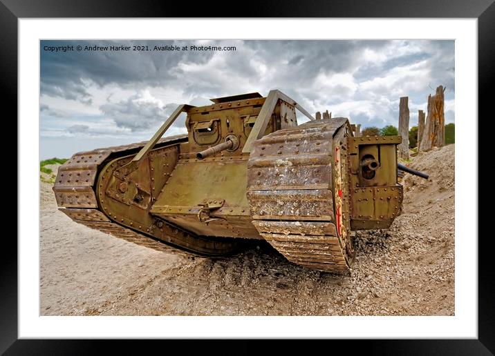 WW1 British MK IV Tank  Framed Mounted Print by Andrew Harker