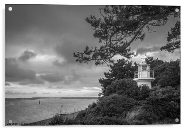 Lepe Lighthouse monochrome, Hamphire Acrylic by KB Photo