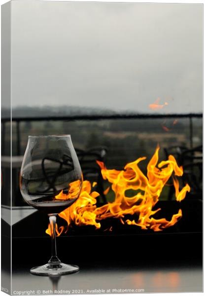 Fire and wine  Canvas Print by Beth Rodney