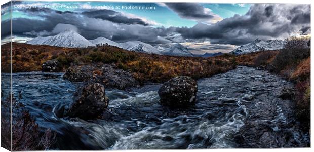 Allt Dubh and the Red and Black Cuillin. Canvas Print by Richard Smith