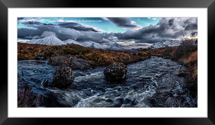 Allt Dubh and the Red and Black Cuillin. Framed Mounted Print by Richard Smith