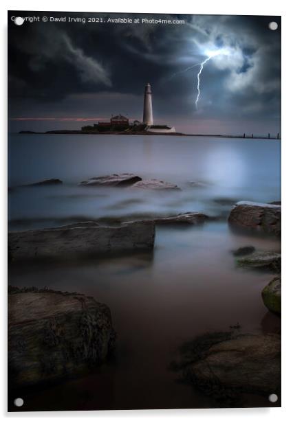 Thunderstorm at St Marys Island Acrylic by David Irving