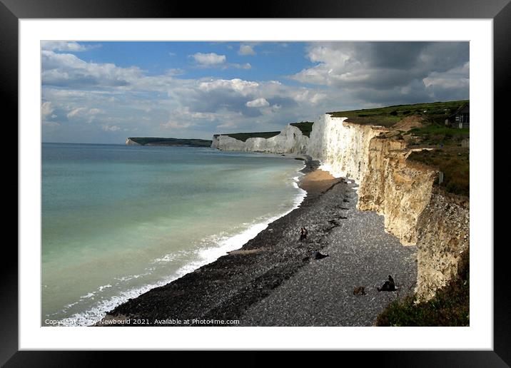 Seven Sisters - East Sussex White Cliffs Framed Mounted Print by Joy Newbould