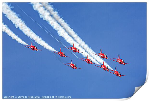 Red Arrows Formation Jets. Print by Steve de Roeck