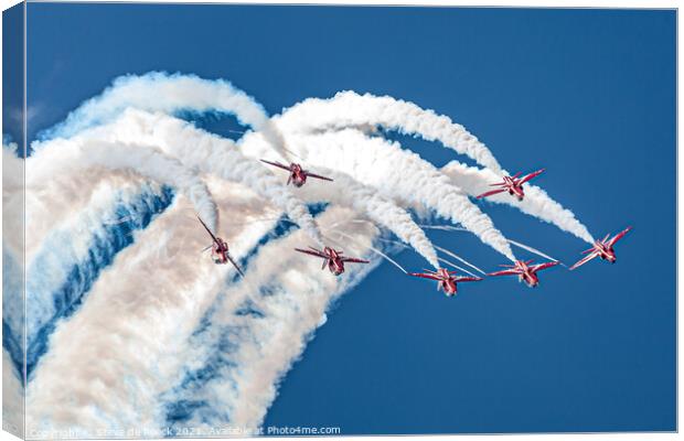 Red Arrows Over The Top. Canvas Print by Steve de Roeck