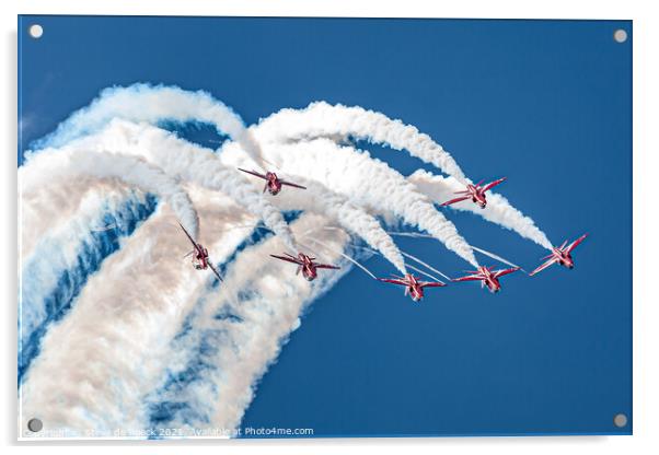 Red Arrows Over The Top. Acrylic by Steve de Roeck