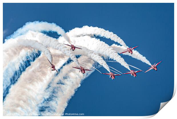Red Arrows Over The Top. Print by Steve de Roeck