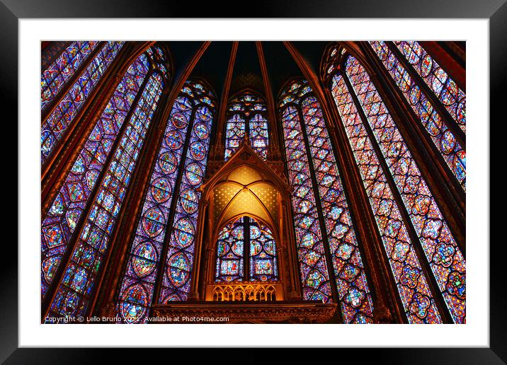 Indoor churchwindow in Paris Framed Mounted Print by Lello Bruno