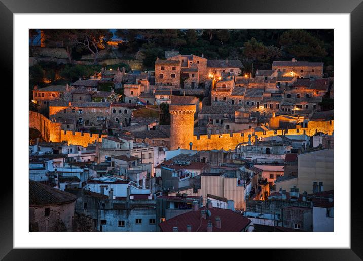 Medieval Old Town of Tossa de Mar at Night Framed Mounted Print by Artur Bogacki