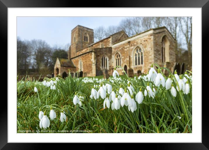 Church snowdrops Framed Mounted Print by Jim Monk