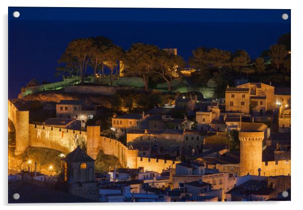 Old Town of Tossa de Mar at Night Acrylic by Artur Bogacki