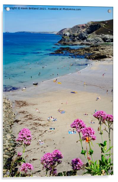 trevaunance cove st agnes cornwall Acrylic by Kevin Britland