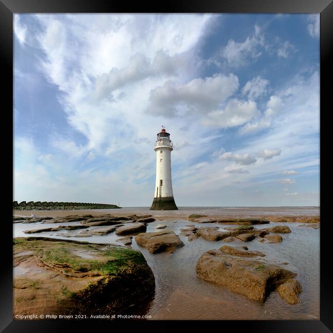 New Brighton Lighthouse, The Wirral, Uk Framed Print by Philip Brown
