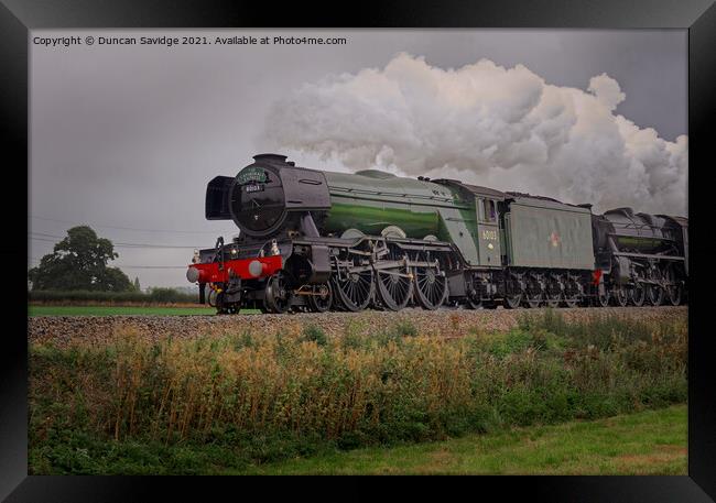 Flying Scotsman steam train with black 5 moody clo Framed Print by Duncan Savidge