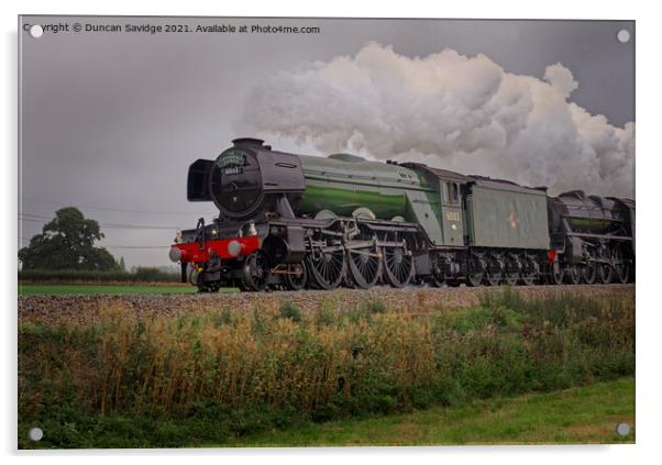 Flying Scotsman steam train with black 5 moody clo Acrylic by Duncan Savidge
