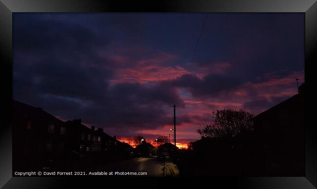 Sunset in Swallownest Framed Print by David Forrest