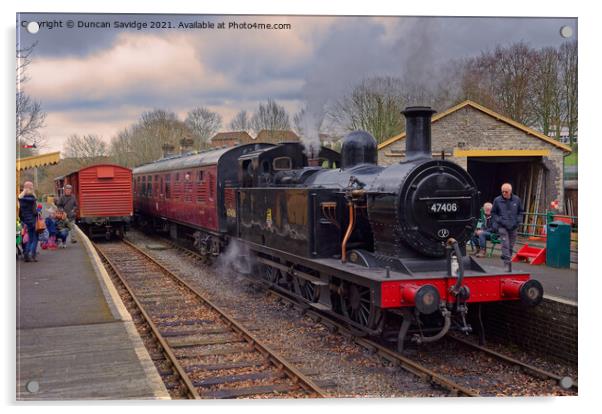 Jinty 4076 at Somerset and Dorset Railway, Midsome Acrylic by Duncan Savidge