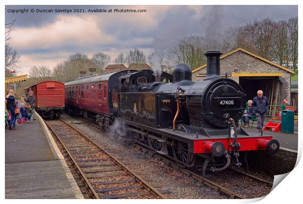 Jinty 4076 at Somerset and Dorset Railway, Midsome Print by Duncan Savidge