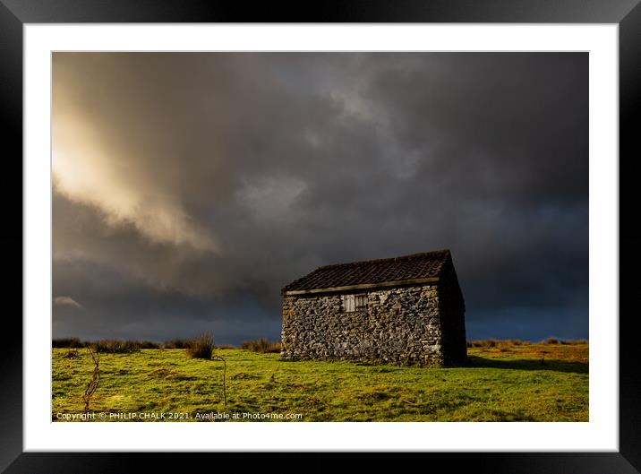 Shepherds hut before the snow storm 204 Framed Mounted Print by PHILIP CHALK