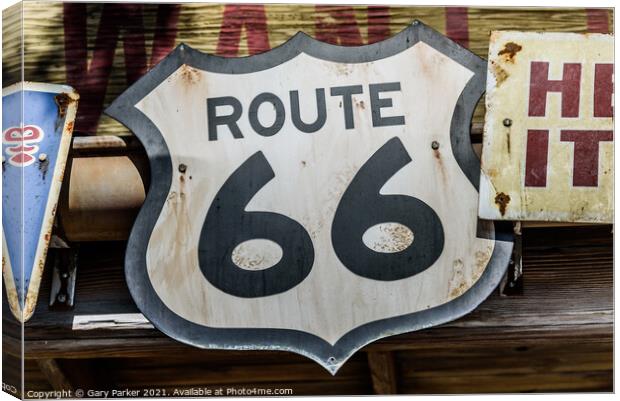 Old style Route 66 sign Canvas Print by Gary Parker